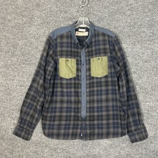 All Saints Spitafields Mens Plaid Button Up Shirt Size Large Slim Fit Hipster