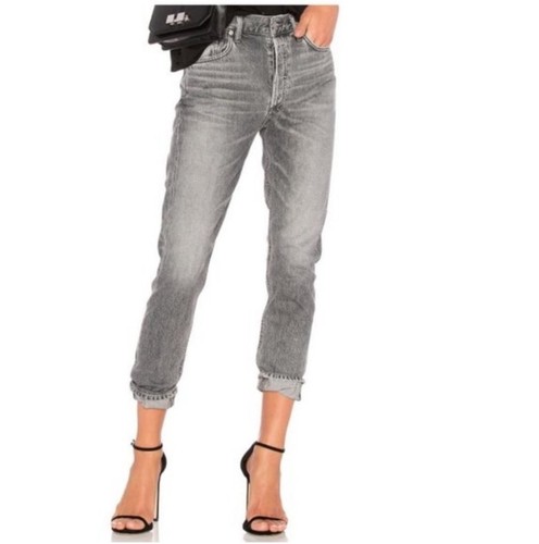 Pantalones de mezclilla grises recortados Agolde Jamie rectos East Village talla 27 - Imagen 3 de 15