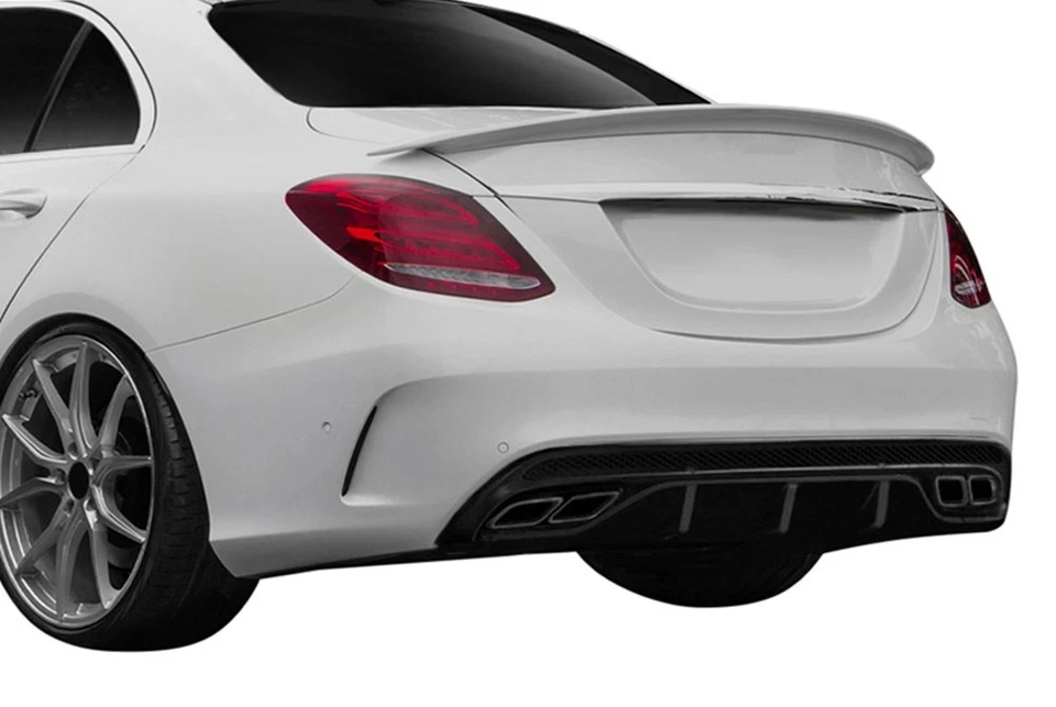 For Mercedes-Benz C300 15-21 C63 Style Fiberglass Rear Diffuser Unpainted Foto 2 de 4