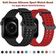 Breathable Silicone Watch Band For Apple Watch Ultra 4 49mm Series 12 11 10 9 8