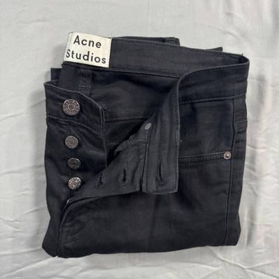 Acne Studios Town Stay Cash Black Button Fly Denim Jeans Men's 28x32 (28x26)