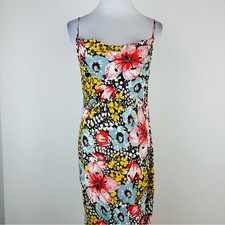 Anthropologie Elyse Floral Byas Cut Slip Dress Side Slit Midi Dress Size Medium