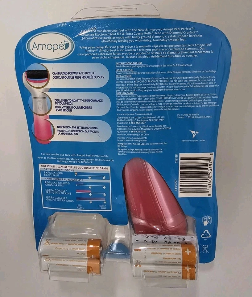 Amope Pedi Perfect Electronic Foot File Diamond Cristales Rosa (1975) E7D Nuevo con Etiquetas Foto 2 de 2