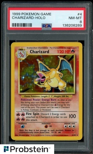 1999 Pokemon Game #4 Charizard Holo PSA 8 NM-MT