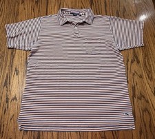 VINEYARD VINES SHEP  IAN MEN'S M SHORT SLEEVE POLO COTTON Orange Blue Striped
