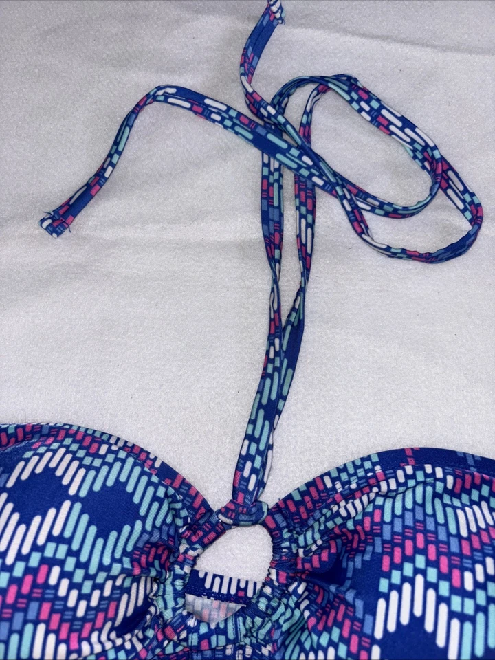 Traje de baño Catalina 2 piezas XL 16W azul niño pantalones cortos volante delantero geométrico acolchado Foto 3 de 4