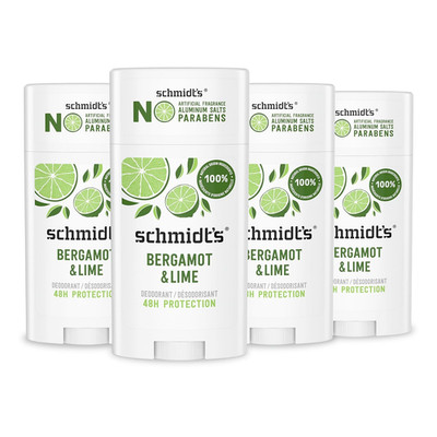 Schmidt'S Aluminum-Free Vegan Deodorant Bergamot & Lime 4 Count for Women and Me