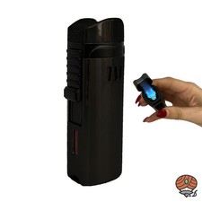 Eurojet Feuerzeug mit Bohrer, Zigarrenablage & 3-Strahliger-Jet-Flamme, Schwarz