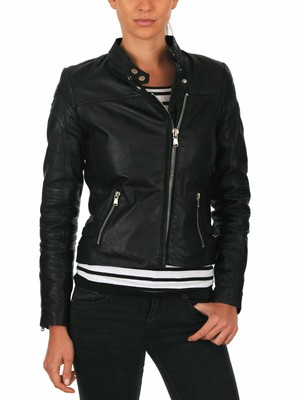 Neu Damen 100 % echtes Lammleder weiches Leder Motorrad schwarz Biker Jacke...