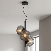 Pendelleuchte Esstisch Rauchglas Metall Schwarz B:32,5 Cm E27 HäNgelampe KüChe