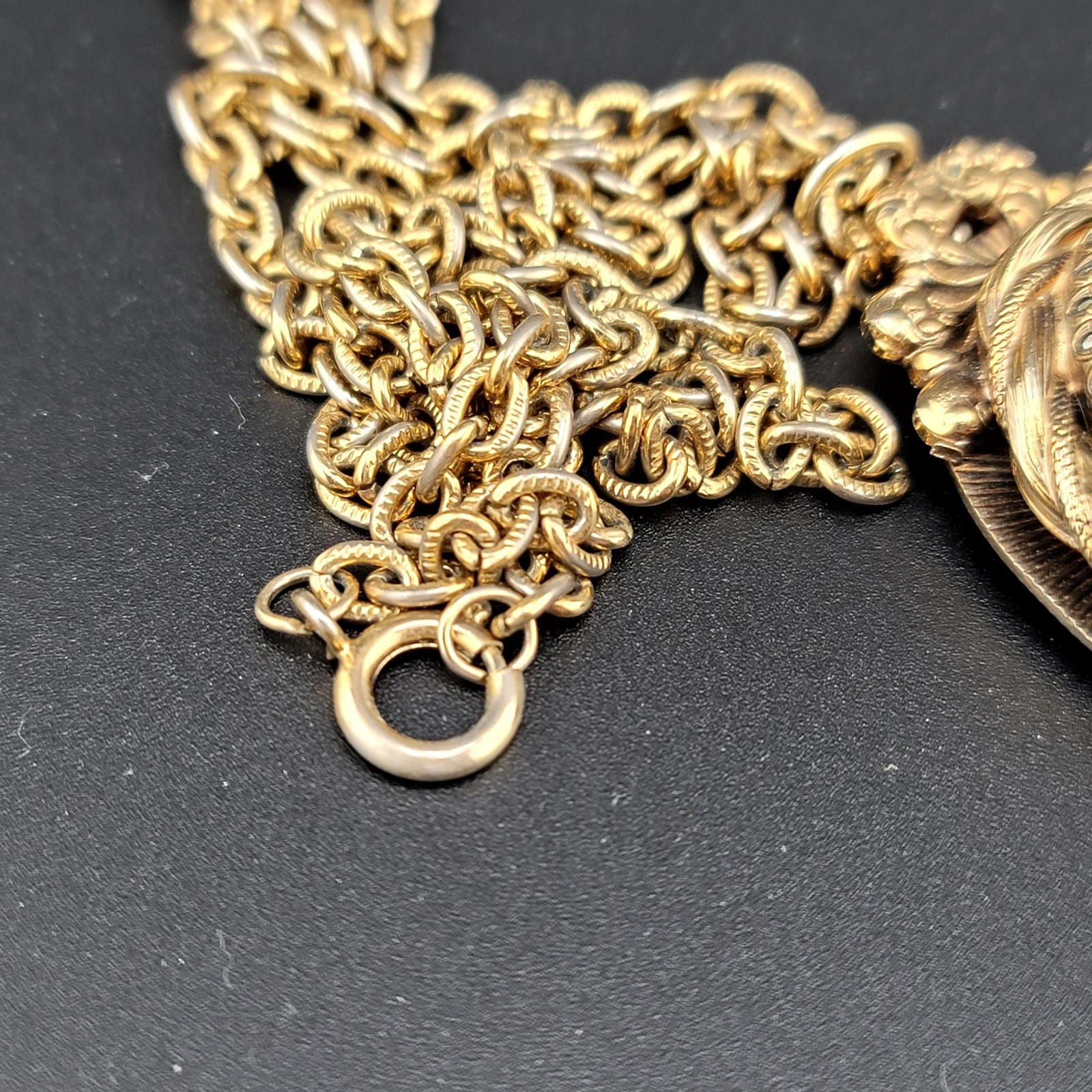 Vtg Pendant Necklace 23" Chain Large Rhinestone w… - image 6