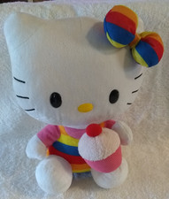 TY Sanrio Hello Kitty Rainbow Colors Bow and Cupcake 12" Plush Stuffed Toy