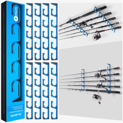 H5 Horizontal Fishing Rod/Pole Holders for Garage, Wall or Ceiling Mounted Fi...