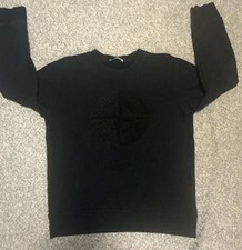 Stone Island Black Embossed Logo Sweatshirt XL