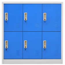 Schließfachschrank 6 Fächer Schlüssel Spind Blau 90x45x92,5cm