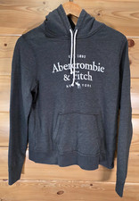 VTG Abercrombie  Fitch Hoodie Jacket Women Large Gray Spell Out Moose Y2K