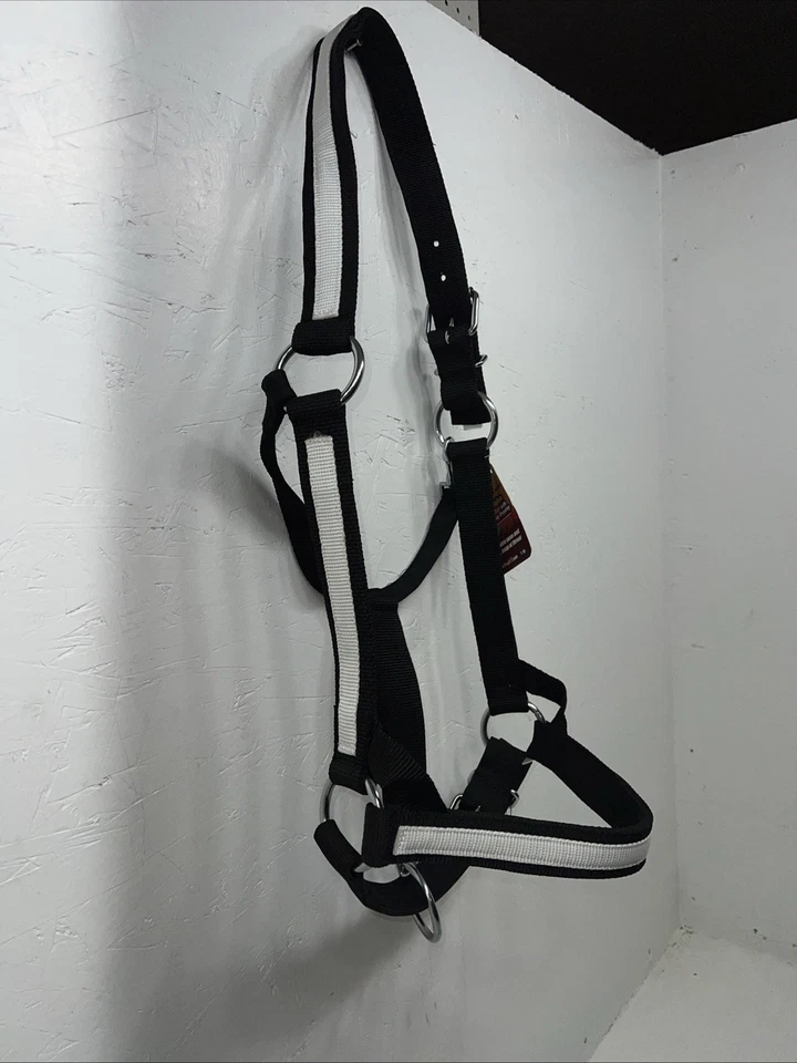 New Tough 1 Black White Draft Deluxe Nylon Halter #50-9575 W-37 - Image 2 of 4