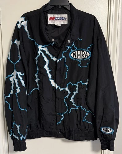 Vintage Championship NHRA Drag Racing SS Sports Service Jacket Black Blue XL - product listing photo