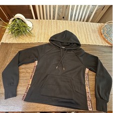 Bebe Sport Women's Hoodie Sweatshirt Medium Black Rose Gold Sequin Trim M