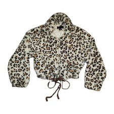 Victoria Secret Know One Cares Faux Fur Cheeta Sherpa Hoodie Jacket Leopard XS