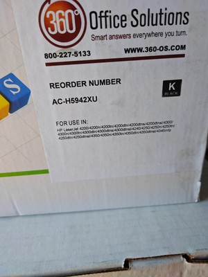 Toner Cartridge Fits HP LaserJet 4200 & More AC-H5942XU New Sealed Replacement 
