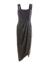 Xscape Women's Double-Strap Glitter Tulip Gown (10, Black/Silver) 191837210943