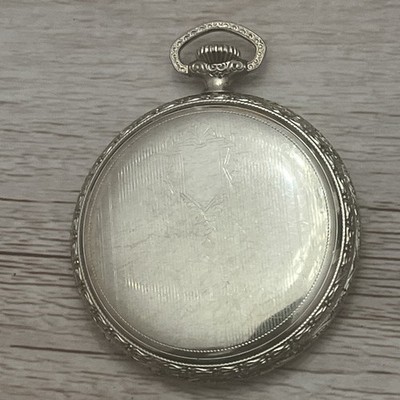 14K White Gold Filled Art Deco Fahys Monarch 12s Pocket Watch Case Excellent