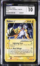 Pokémon Gold Star Raikou 2005 EX Unseen Forces #114/115 Holo CGC 10