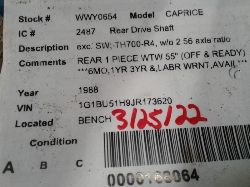 Rear Drive Shaft Drum 11" Rear Brakes Fits 82-96 CAPRICE 1639718 Foto 4 de 4