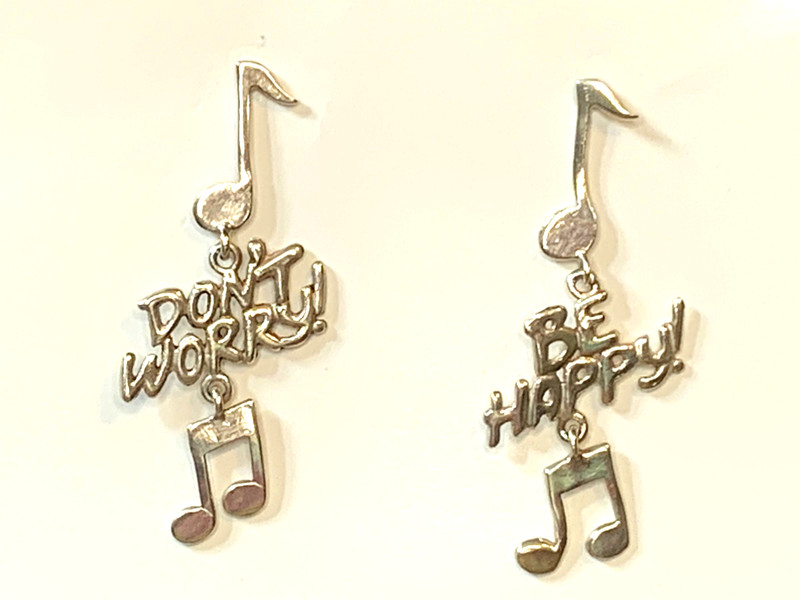 925 Sterling Don’t Worry… Be Happy! earrings 2.5”