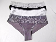 vtg lot 3 panties panty lingerie silky nylon bikini 9 XL Lace Adore Me white