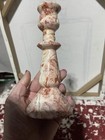 Carved Blush Pink Stone Taper Candle Hilder Marbled Decor 6 inches — photo 5