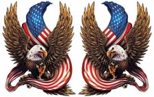 American Bald Eagle American Flag Decal Pair