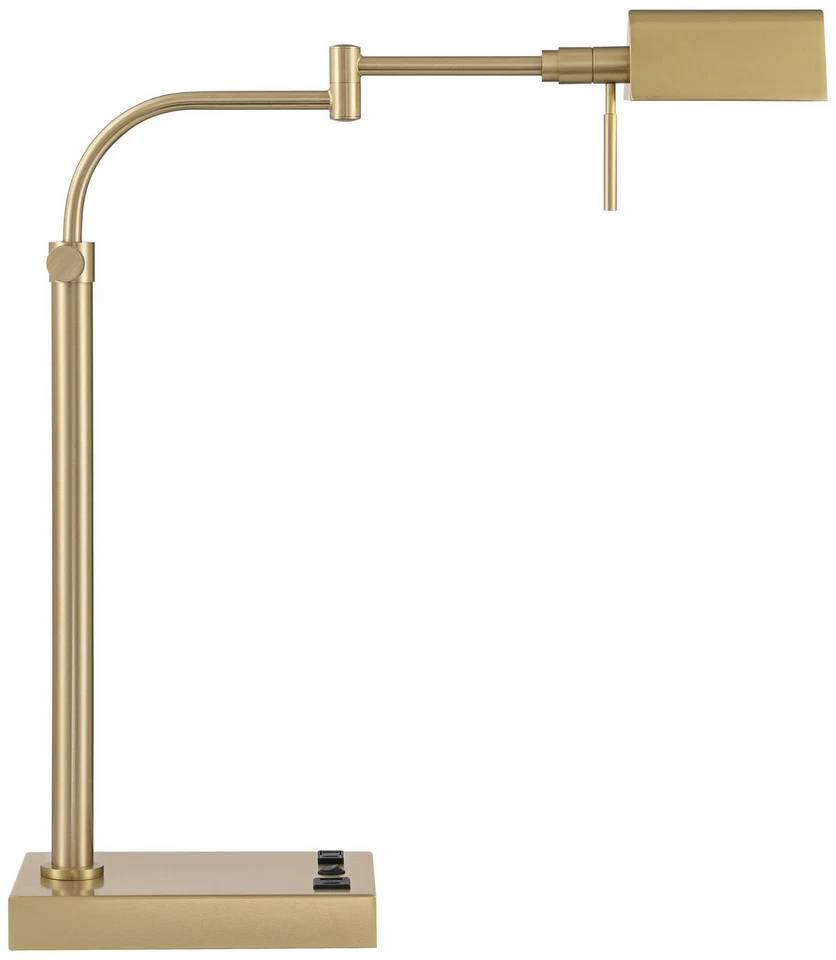 Possini Euro Keegan Adjustable Brass Finish USB and Outlet Desk Lamp - Image 2 of 4