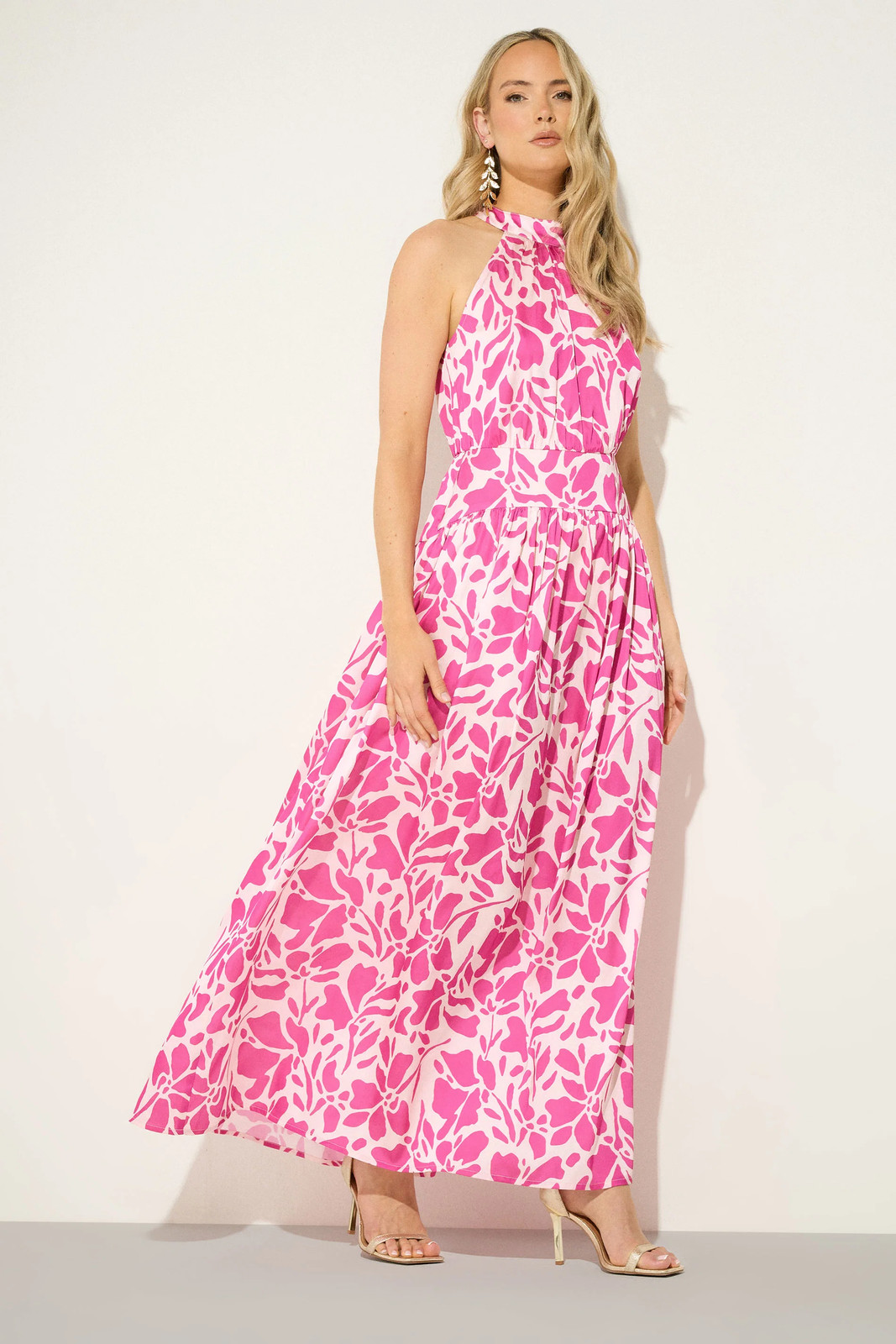 LTS Tall Women's Abstract Satin Halterneck Maxi Dress