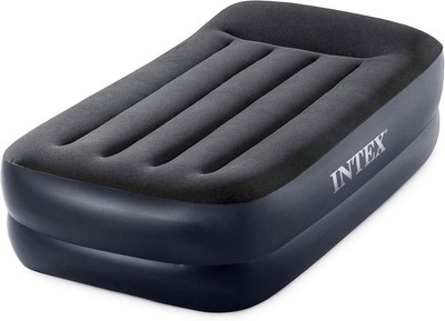 Intex Raised Airbed Mattress with Built-in Pump, Dura-Beam Plus Twin, Navy 