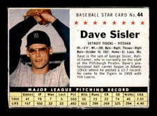 1961 Post #44 Dave Sisler Box VG/VGEX X3027200