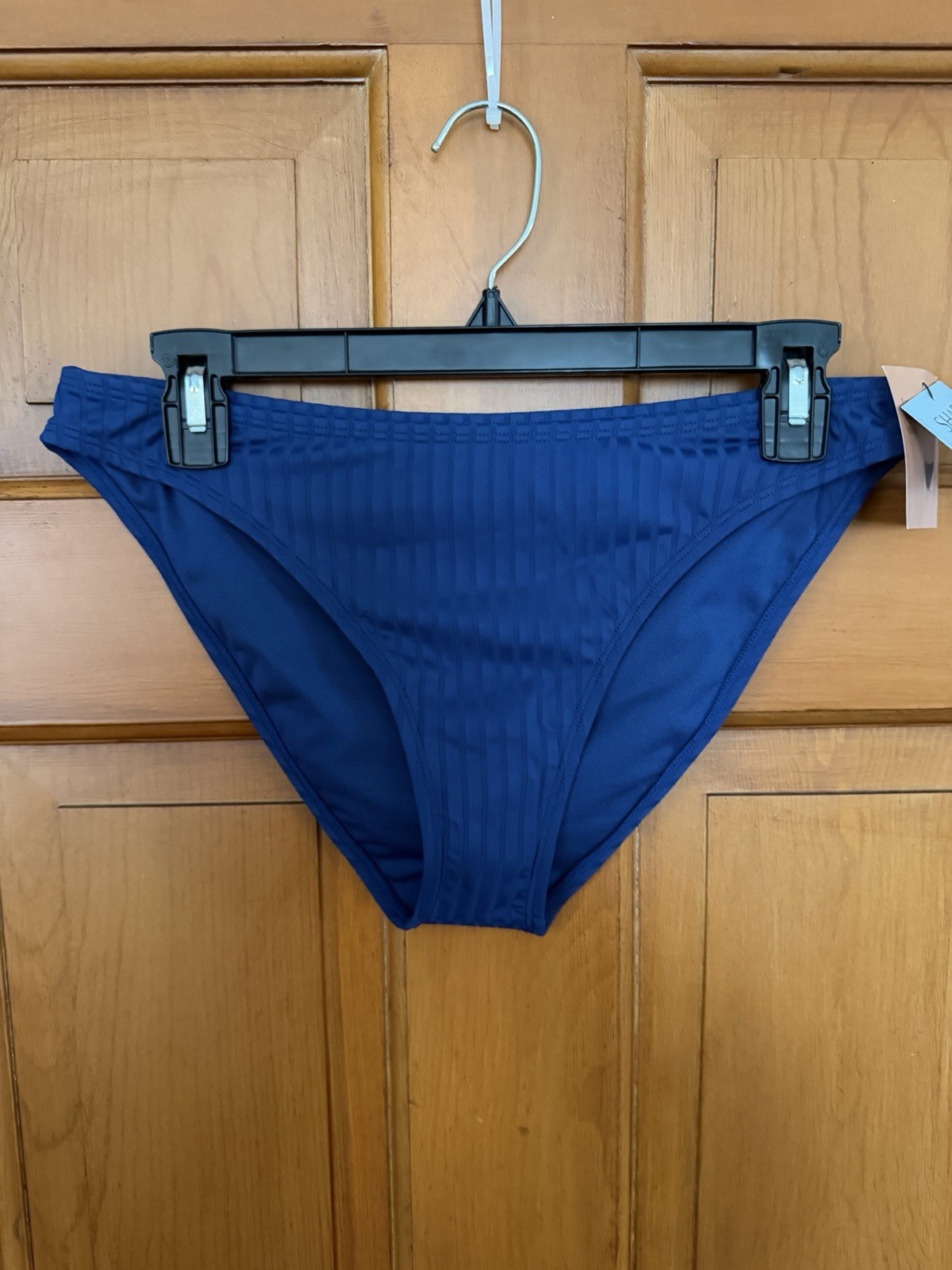 Women's Shade & Shore Blue Ribbed Texture Bikini Bottoms Size Medium NWT