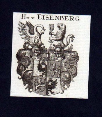 1780 - Herren v. Eisenberg Heraldik Kupferstich Wappen