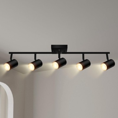 5 Light Track Lighting Fixtures Ceiling, Matte Black Kichen Track Lighting, R...