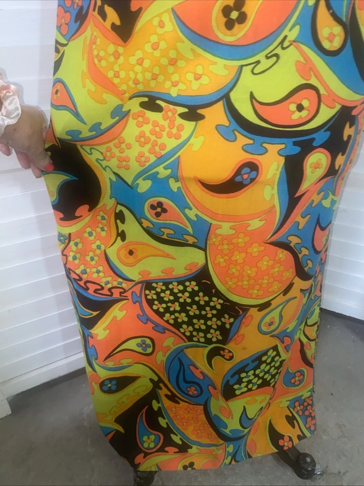 Tori Richard Honolulu 70s Maxi Vintage Sheath Dress Hippie Disco Floral Sz M/L - Image 3 of 4