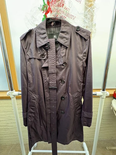Burberry Viola Trench Cappotto Logo Bottone Uomo #EB ZHA