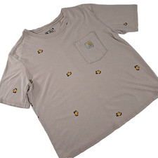 Carhartt Loose Fit Graphic Print Pocket T Shirt Women s SIZE Small LIGHT Brown..