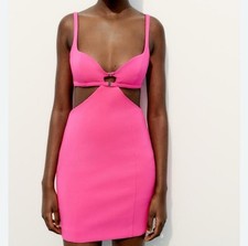 zara pink cut out dress