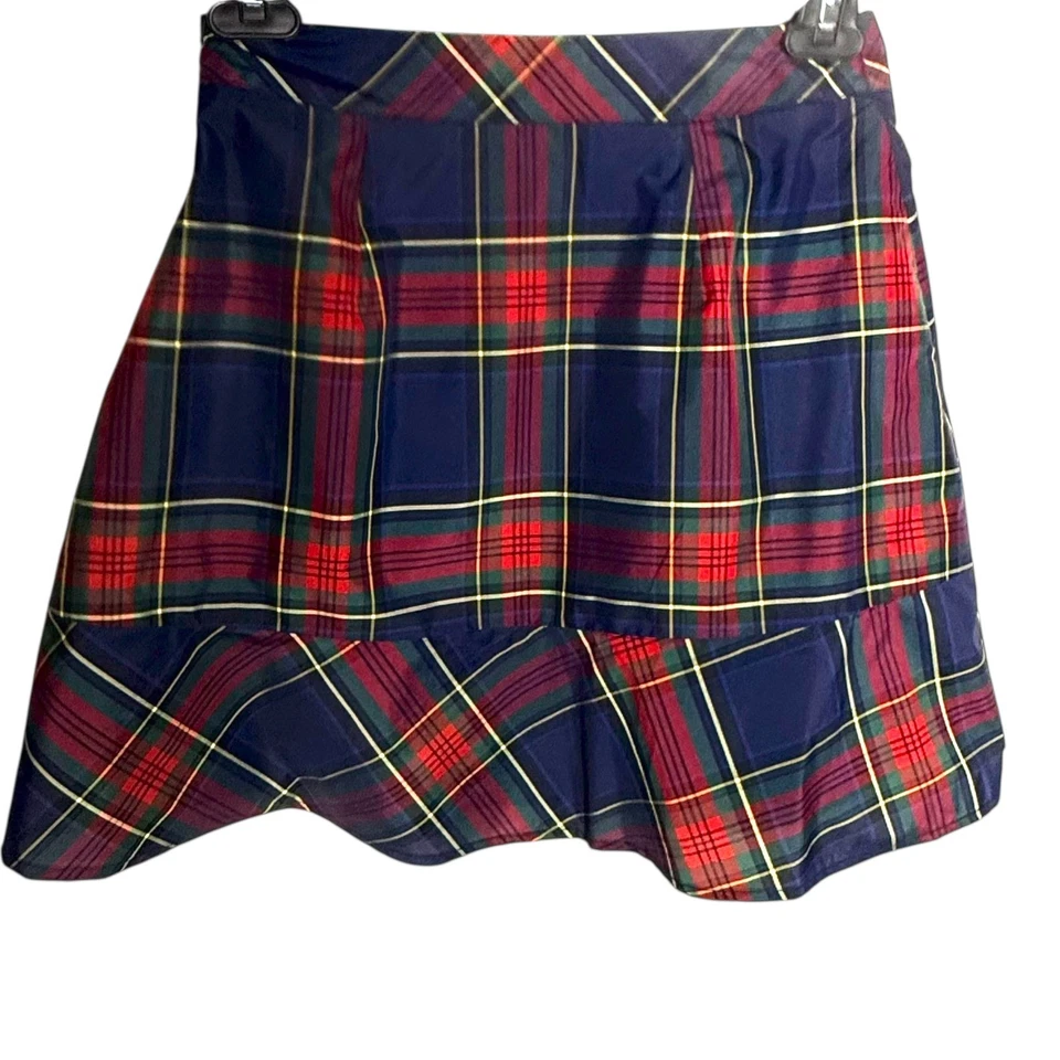 Falda con volantes de fiesta a cuadros alegre Vineyard Vines para mujer talla 00 roja azul preppy Foto 2 de 4