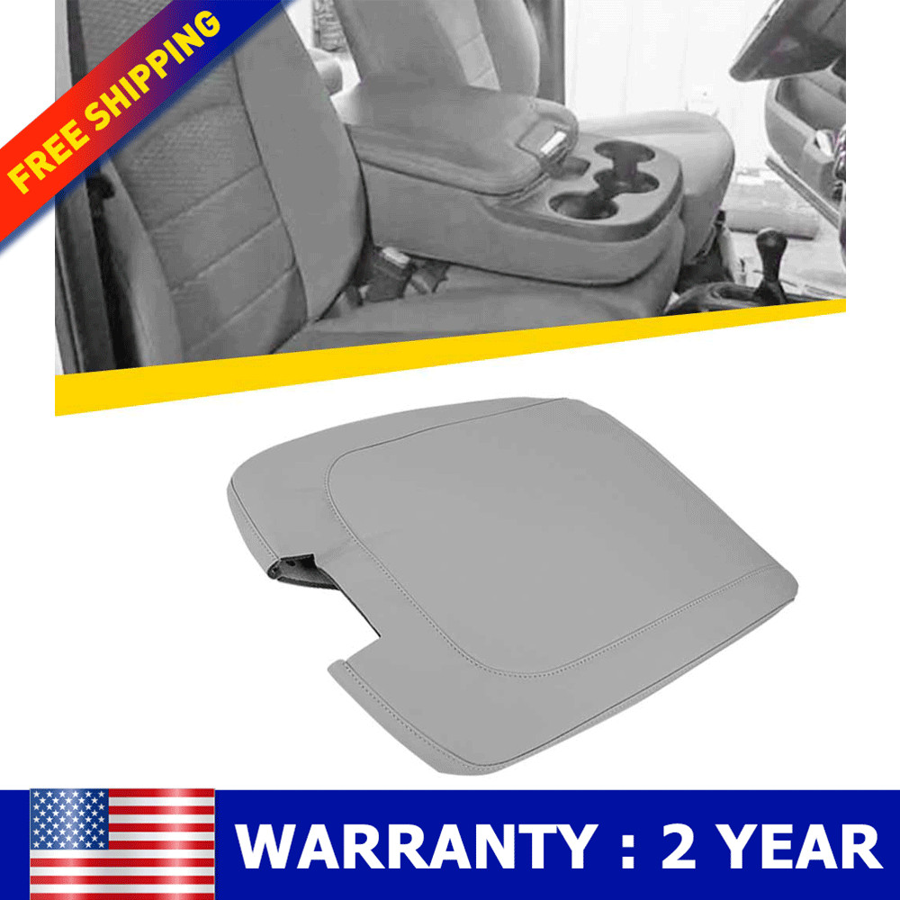 Fits 2013-2018 Dodge Ram Armrest Console Lid Leather Replacement Cover Gray New