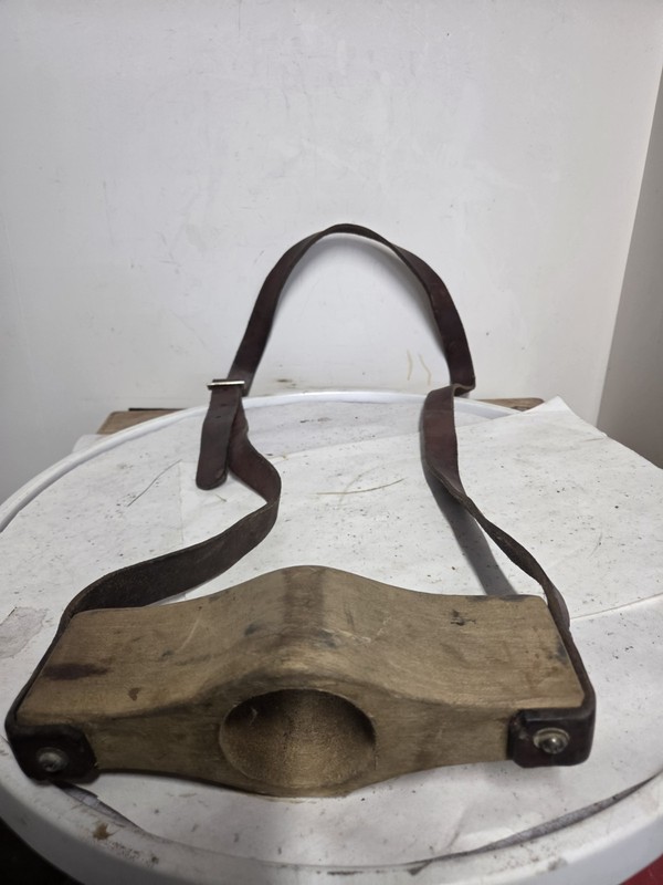 Antique Veterinarian Tool, Drenching Gag, For Horses or Cattle.  Wood/leather.
