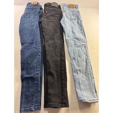 Levis Girls Jeans Bundle Size 8 Reg Skinny Dark Black Light Wash 3 Pairs