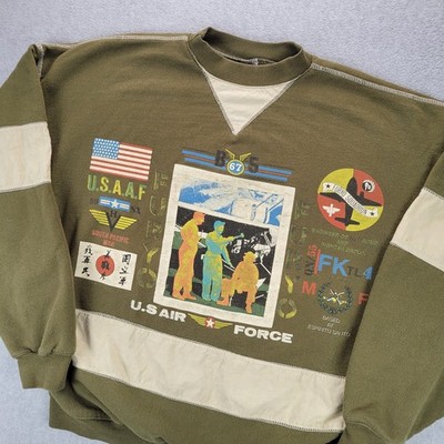 Vintage Furyo USA Air Force AOP Sweatshirt Graphic France Mens Medium 80s