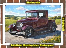 Metal Sign - 1929 Ford Model A Pickup 2 Watercolor - 10x14